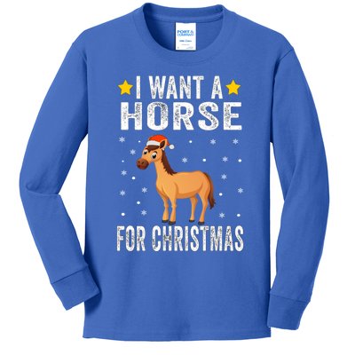 I Want A Horse For Christmas Horse Great Gift Pajamas Funny Gift Kids Long Sleeve Shirt