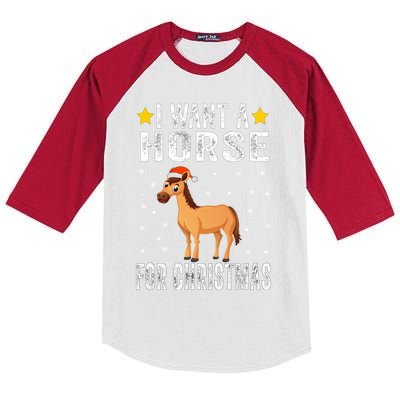 I Want A Horse For Christmas Horse Great Gift Pajamas Funny Gift Kids Colorblock Raglan Jersey