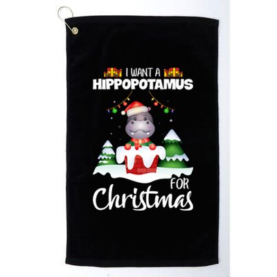 I Want A Hippopotamus For Christmas Xmas Cute Funny Gift Platinum Collection Golf Towel