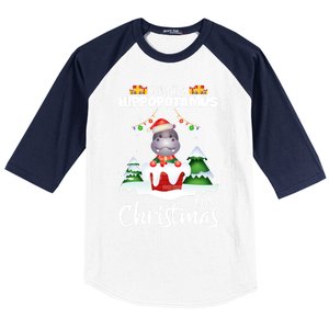 I Want A Hippopotamus For Christmas Xmas Cute Funny Gift Baseball Sleeve Shirt