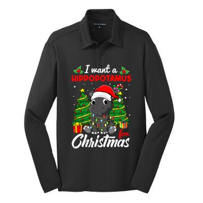 I Want A Hippopotamus For Christmas Xmas Boys Gift Silk Touch Performance Long Sleeve Polo