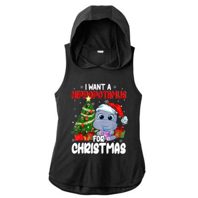 I Want A Hippopotamus For Christmas Xmas Hippo For Funny Gift Ladies PosiCharge Tri-Blend Wicking Draft Hoodie Tank