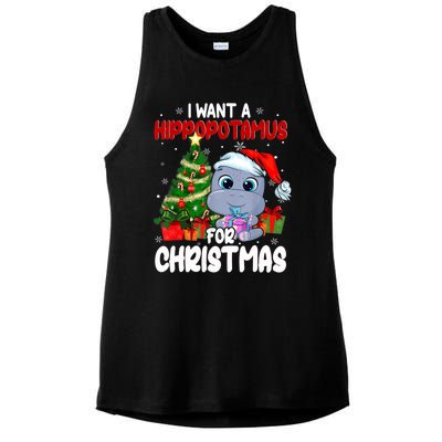 I Want A Hippopotamus For Christmas Xmas Hippo For Funny Gift Ladies PosiCharge Tri-Blend Wicking Tank