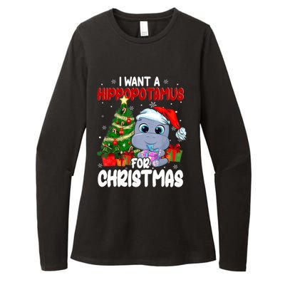 I Want A Hippopotamus For Christmas Xmas Hippo For Funny Gift Womens CVC Long Sleeve Shirt