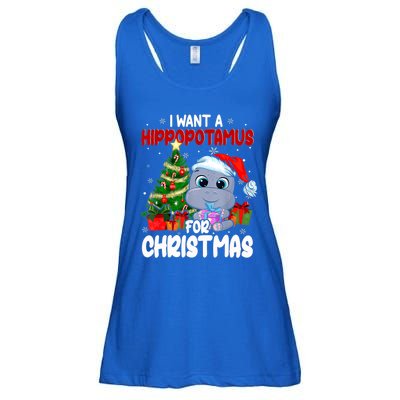 I Want A Hippopotamus For Christmas Xmas Hippo For Funny Gift Ladies Essential Flowy Tank