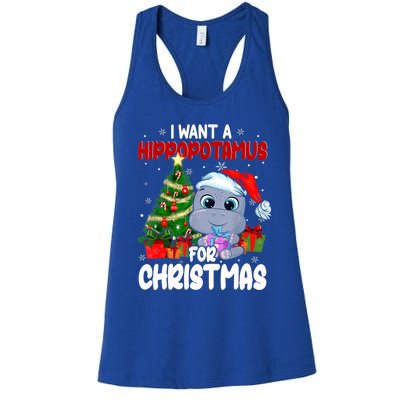 I Want A Hippopotamus For Christmas Xmas Hippo For Funny Gift Women's Racerback Tank