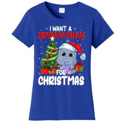 I Want A Hippopotamus For Christmas Xmas Hippo For Funny Gift Women's T-Shirt