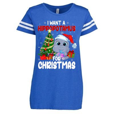 I Want A Hippopotamus For Christmas Xmas Hippo For Funny Gift Enza Ladies Jersey Football T-Shirt