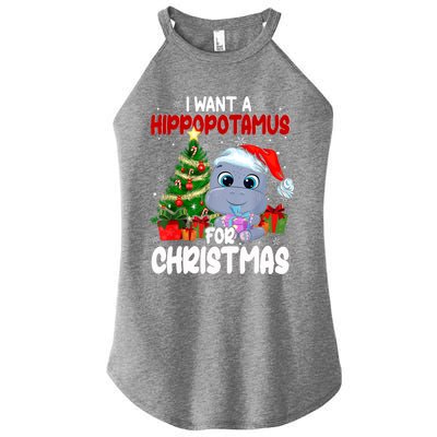 I Want A Hippopotamus For Christmas Xmas Hippo For Funny Gift Women's Perfect Tri Rocker Tank