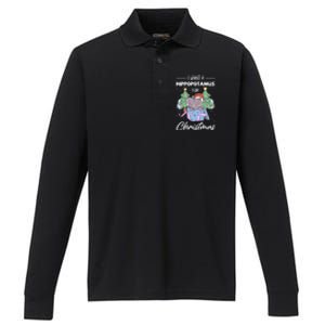 I Want A Hippopotamus For Christmas Xmas Cute Funny Gift Performance Long Sleeve Polo