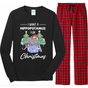 I Want A Hippopotamus For Christmas Xmas Cute Funny Gift Long Sleeve Pajama Set