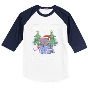 I Want A Hippopotamus For Christmas Xmas Cute Funny Gift Baseball Sleeve Shirt