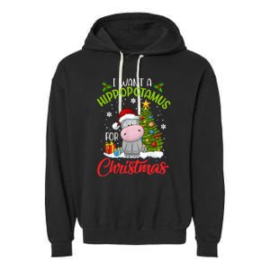 I Want A Hippopotamus For Christmas Xmas Hippo Garment-Dyed Fleece Hoodie