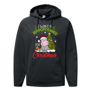 I Want A Hippopotamus For Christmas Xmas Hippo Performance Fleece Hoodie