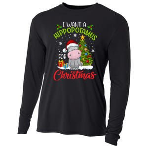 I Want A Hippopotamus For Christmas Xmas Hippo Cooling Performance Long Sleeve Crew