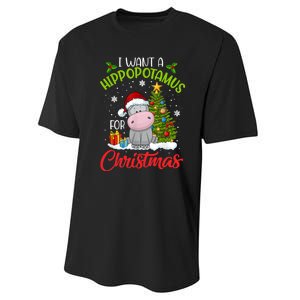 I Want A Hippopotamus For Christmas Xmas Hippo Performance Sprint T-Shirt