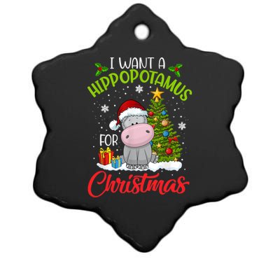 I Want A Hippopotamus For Christmas Xmas Hippo Ceramic Star Ornament