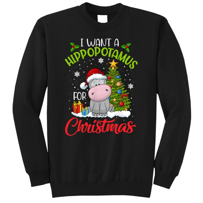 I Want A Hippopotamus For Christmas Xmas Hippo Tall Sweatshirt