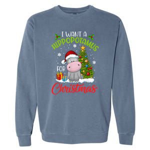 I Want A Hippopotamus For Christmas Xmas Hippo Garment-Dyed Sweatshirt