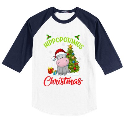 I Want A Hippopotamus For Christmas Xmas Hippo For Funny Gift Baseball Sleeve Shirt