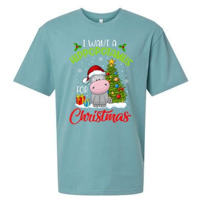 I Want A Hippopotamus For Christmas Xmas Hippo For Funny Gift Sueded Cloud Jersey T-Shirt