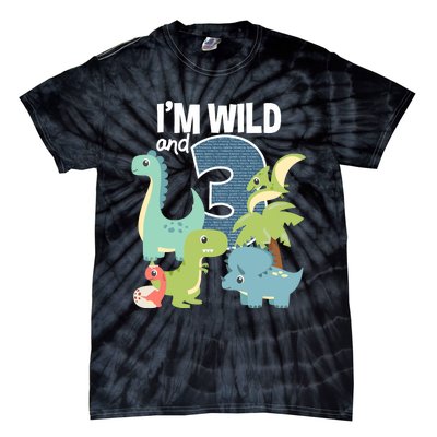 I'm Wild and 3 Dinosaurs Theme Birthday Dinosaur Party Tie-Dye T-Shirt