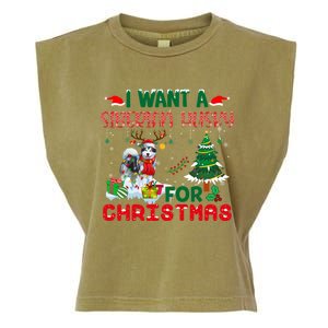 I Want A Siberian Husky Dog For Christmas Xmas Cute Gift Garment-Dyed Women's Muscle Tee