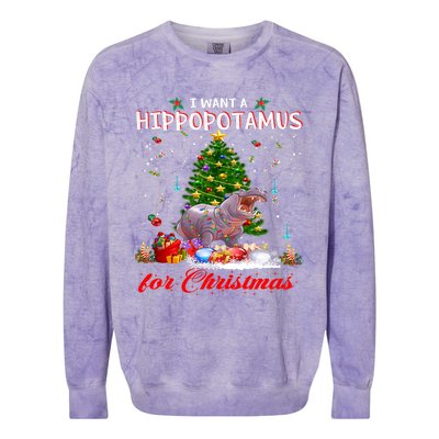 I Want A Hippopotamus For Christmas Xmas Hippo For Funny Gift Colorblast Crewneck Sweatshirt