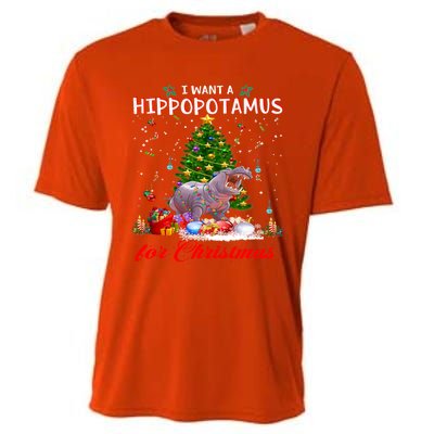 I Want A Hippopotamus For Christmas Xmas Hippo For Funny Gift Cooling Performance Crew T-Shirt