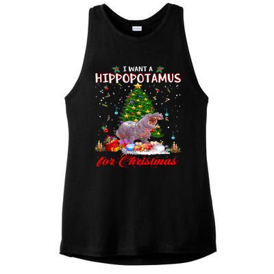 I Want A Hippopotamus For Christmas Xmas Hippo For Funny Gift Ladies PosiCharge Tri-Blend Wicking Tank