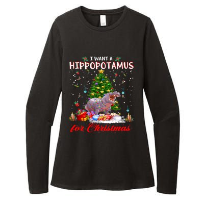 I Want A Hippopotamus For Christmas Xmas Hippo For Funny Gift Womens CVC Long Sleeve Shirt