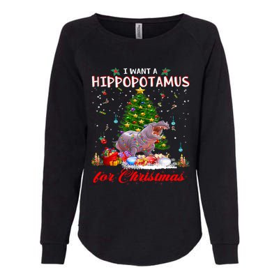 I Want A Hippopotamus For Christmas Xmas Hippo For Funny Gift Womens California Wash Sweatshirt