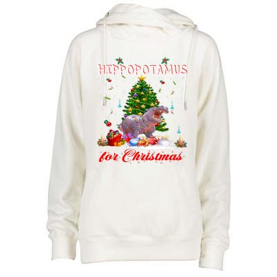 I Want A Hippopotamus For Christmas Xmas Hippo For Funny Gift Womens Funnel Neck Pullover Hood