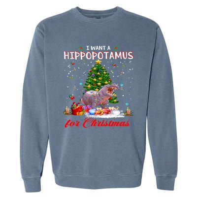 I Want A Hippopotamus For Christmas Xmas Hippo For Funny Gift Garment-Dyed Sweatshirt