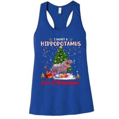 I Want A Hippopotamus For Christmas Xmas Hippo For Funny Gift Women's Racerback Tank