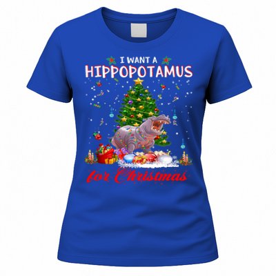 I Want A Hippopotamus For Christmas Xmas Hippo For Funny Gift Women's T-Shirt