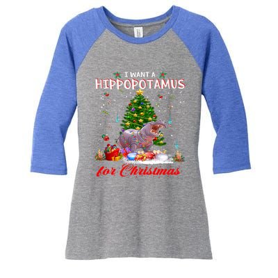 I Want A Hippopotamus For Christmas Xmas Hippo For Funny Gift Women's Tri-Blend 3/4-Sleeve Raglan Shirt