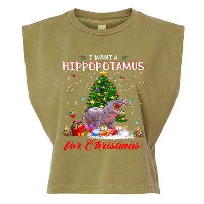 I Want A Hippopotamus For Christmas Xmas Hippo For Funny Gift Garment-Dyed Women's Muscle Tee