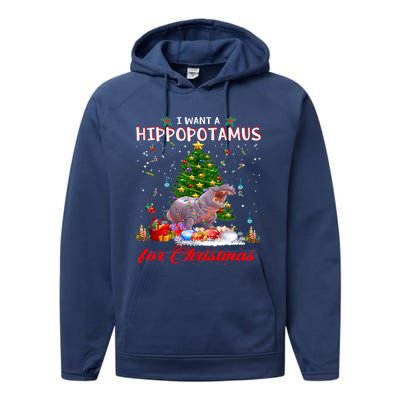 I Want A Hippopotamus For Christmas Xmas Hippo For Funny Gift Performance Fleece Hoodie