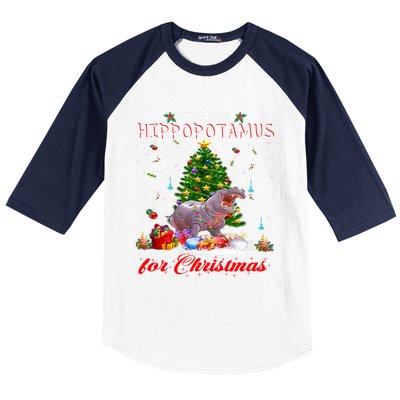 I Want A Hippopotamus For Christmas Xmas Hippo For Funny Gift Baseball Sleeve Shirt