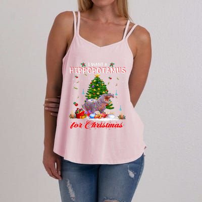 I Want A Hippopotamus For Christmas Xmas Hippo For Funny Gift Women's Strappy Tank