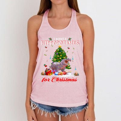 I Want A Hippopotamus For Christmas Xmas Hippo For Funny Gift Women's Knotted Racerback Tank