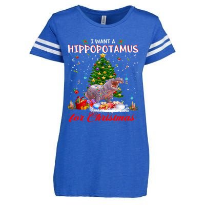 I Want A Hippopotamus For Christmas Xmas Hippo For Funny Gift Enza Ladies Jersey Football T-Shirt