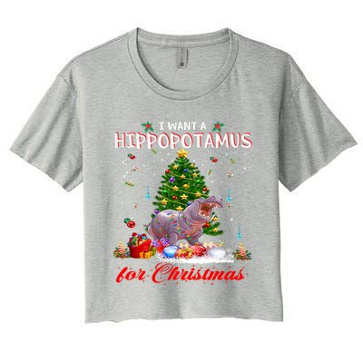 I Want A Hippopotamus For Christmas Xmas Hippo For Funny Gift Women's Crop Top Tee