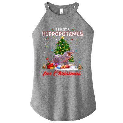 I Want A Hippopotamus For Christmas Xmas Hippo For Funny Gift Women's Perfect Tri Rocker Tank