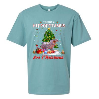 I Want A Hippopotamus For Christmas Xmas Hippo For Funny Gift Sueded Cloud Jersey T-Shirt