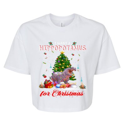 I Want A Hippopotamus For Christmas Xmas Hippo For Funny Gift Bella+Canvas Jersey Crop Tee