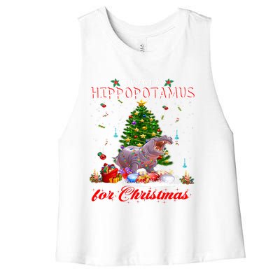 I Want A Hippopotamus For Christmas Xmas Hippo For Funny Gift Women's Racerback Cropped Tank