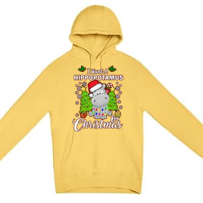 I Want A Hippopotamus For Christmas Xmas Pajama Costume Cute Gift Premium Pullover Hoodie