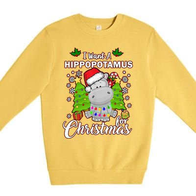 I Want A Hippopotamus For Christmas Xmas Pajama Costume Cute Gift Premium Crewneck Sweatshirt